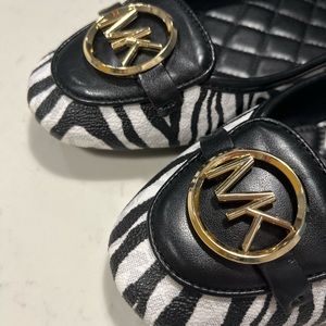 Michael Kors Lillie Moc Zebra print flats